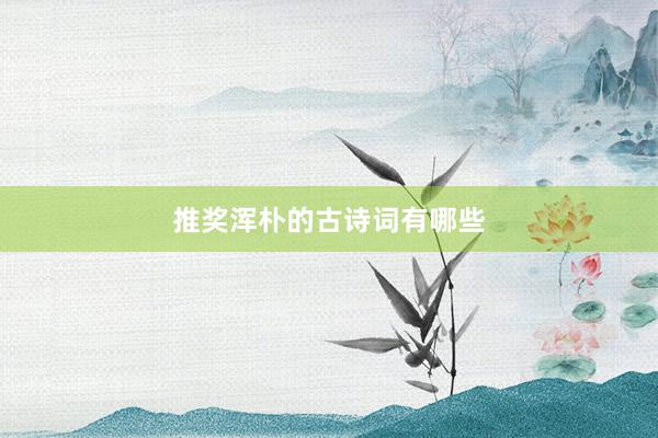 推奖浑朴的古诗词有哪些
